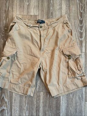 Polo Ralph Lauren Shorts Men’s 34 Beige Cargo 67 Chino Cotton Pockets Casual